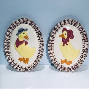 Vintage Wall Mount Set Of Ducks Ceramic Plaque